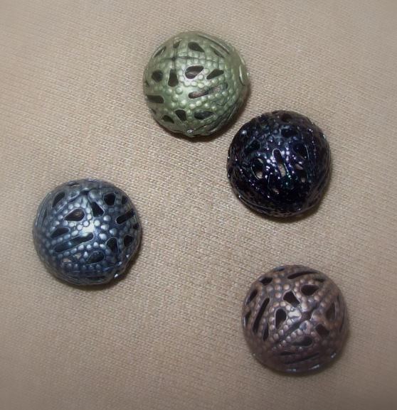 Filigree stampled antiqued beads